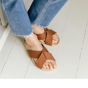 Jenni Kayne Tan Cross-Strap Sandals